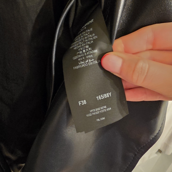 Saint Laurent BLUE Black Padded Shoulder Leather Jacket - Picture 8 of 8